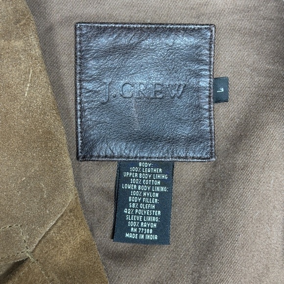 J Crew Vintage Heavy Duty Suede Leather Hunting Brown Jacket Thinsulate Large - Picture 11 of 15
